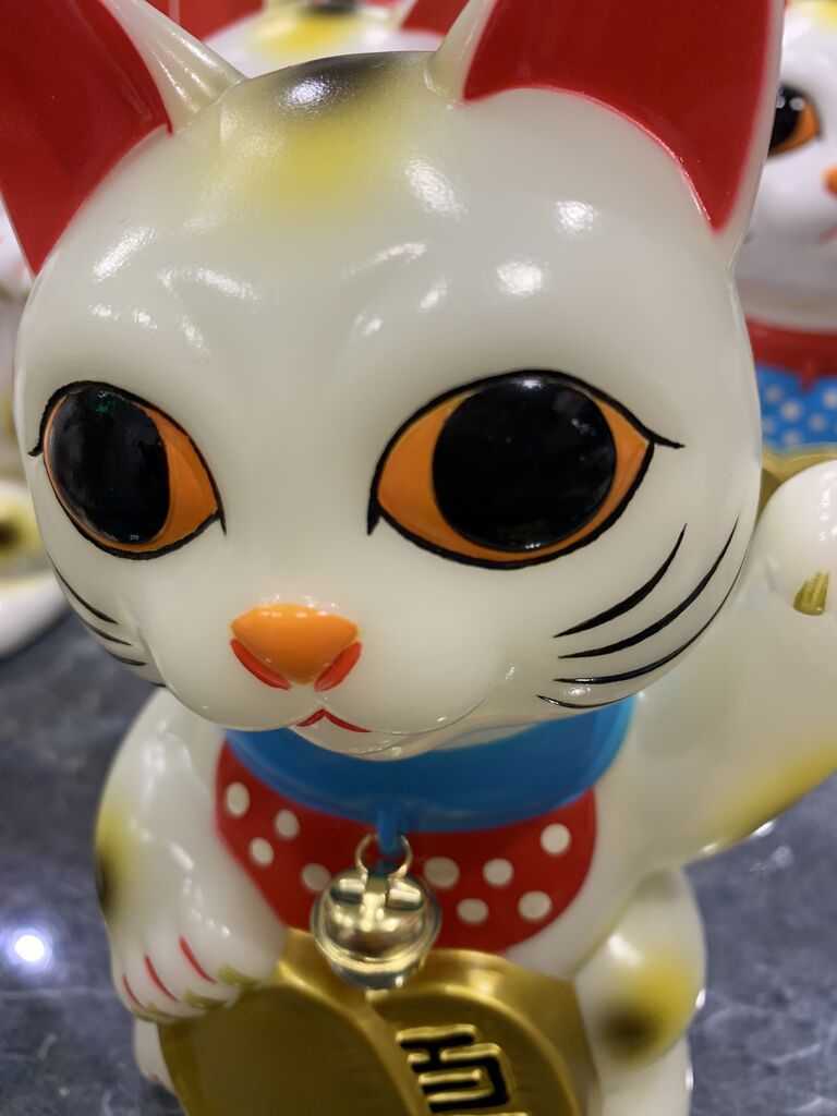 BOBBLING HEAD LUCKY CAT FULL COLOR WHITE Ver.[名入れサービス