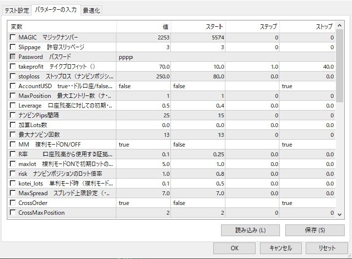 sazanami mm 5logic v2 EURUSD CrossOrder パラメーター２