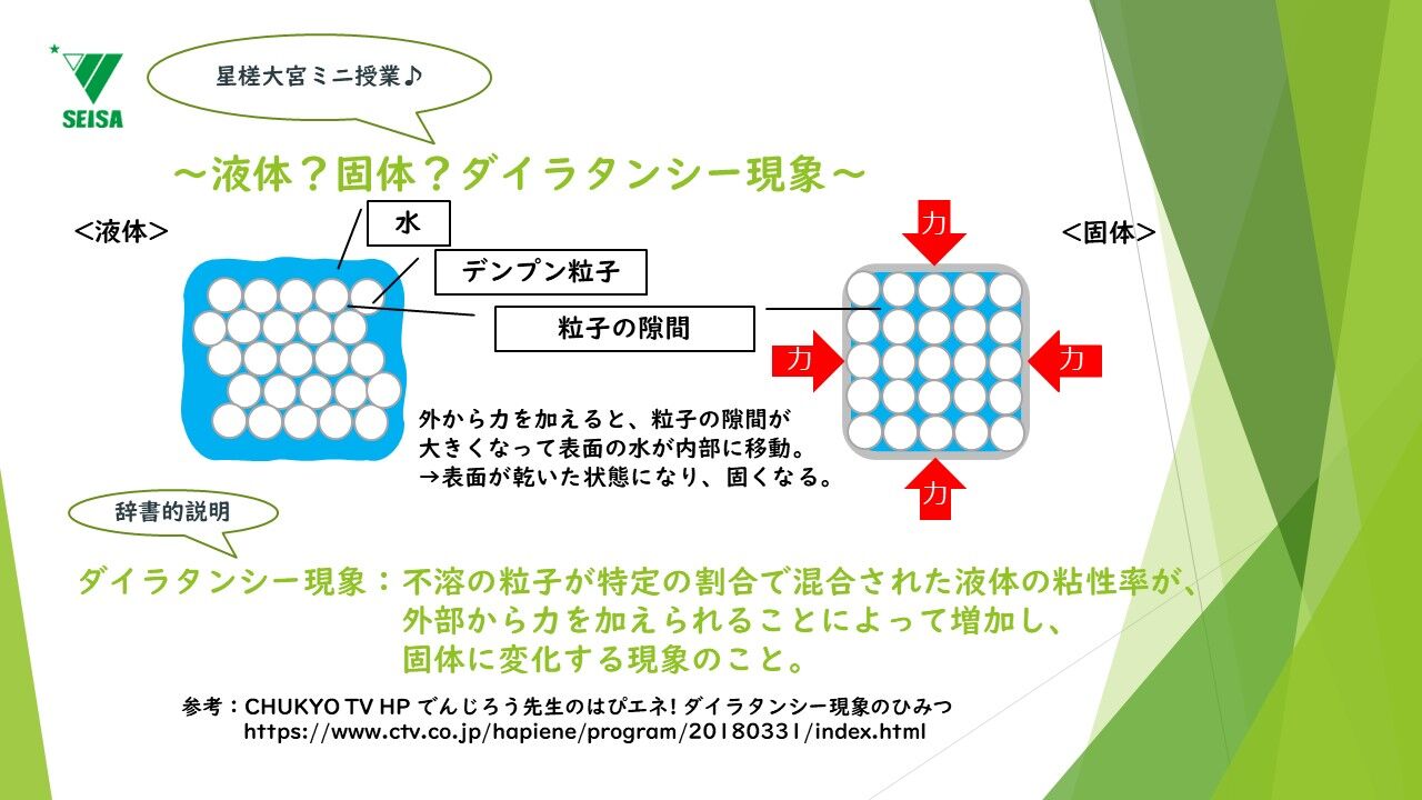 星槎大宮ミニ授業 液体 固体 ダイラタンシー現象 第4回後編 公式 星槎学園大宮校ブログ 星のいかだの物語