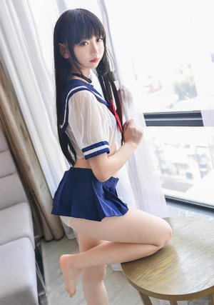 セクロス用の勝負セーラー服！超ミニスカ＆スケスケのＤＴ殺しＪＫｗｗｗ 9