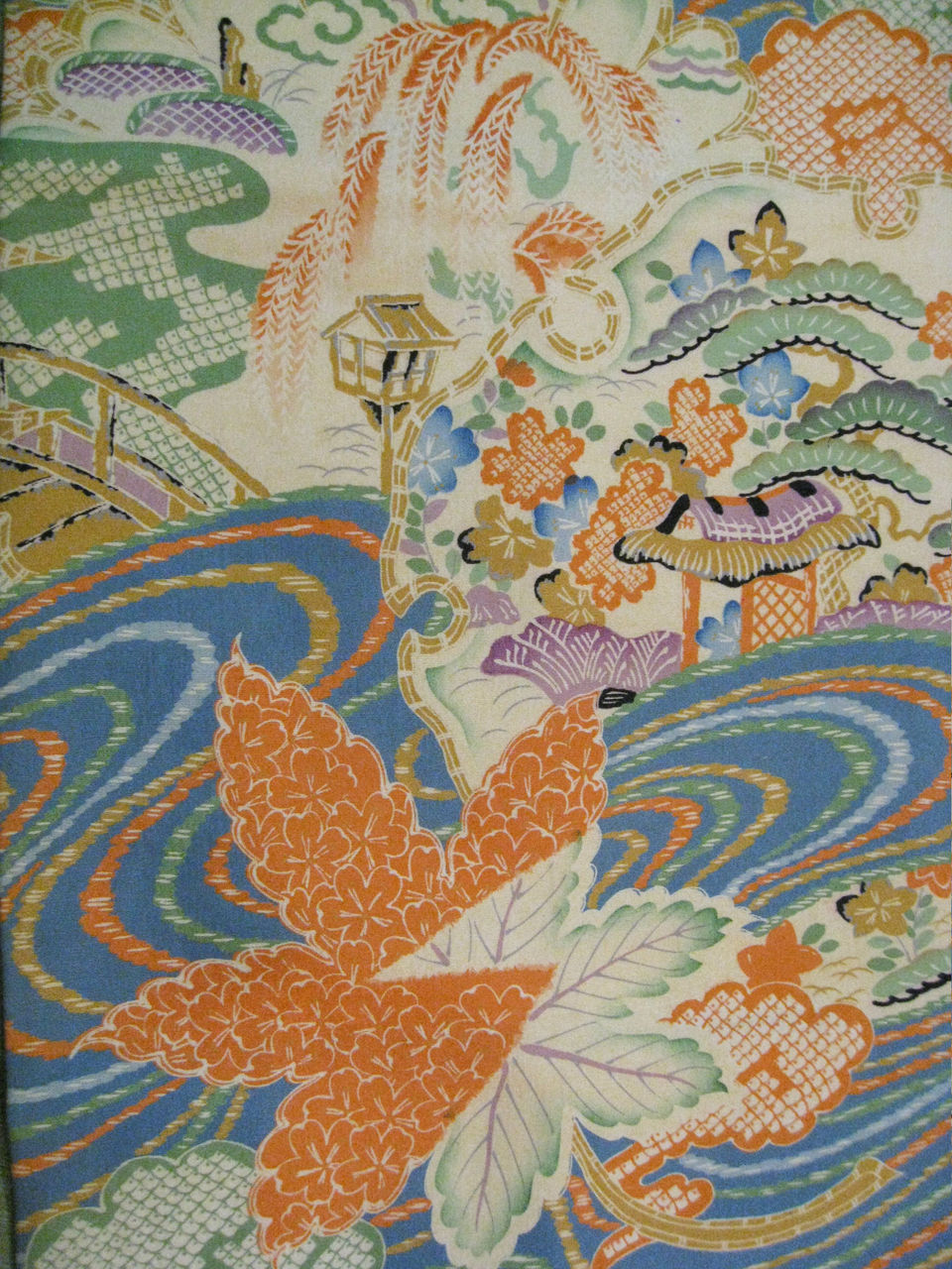 アンティーク 流水に茶屋辻模様の染丸帯 正尚堂 すごろく空間