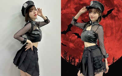 【礒部花凜】かりんのHPハロウィン回が配信　ミニスカポリス姿で登場