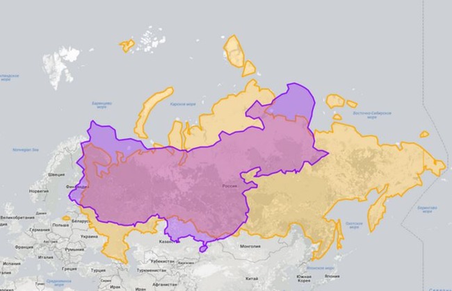 ロシアと中国の国土の比較