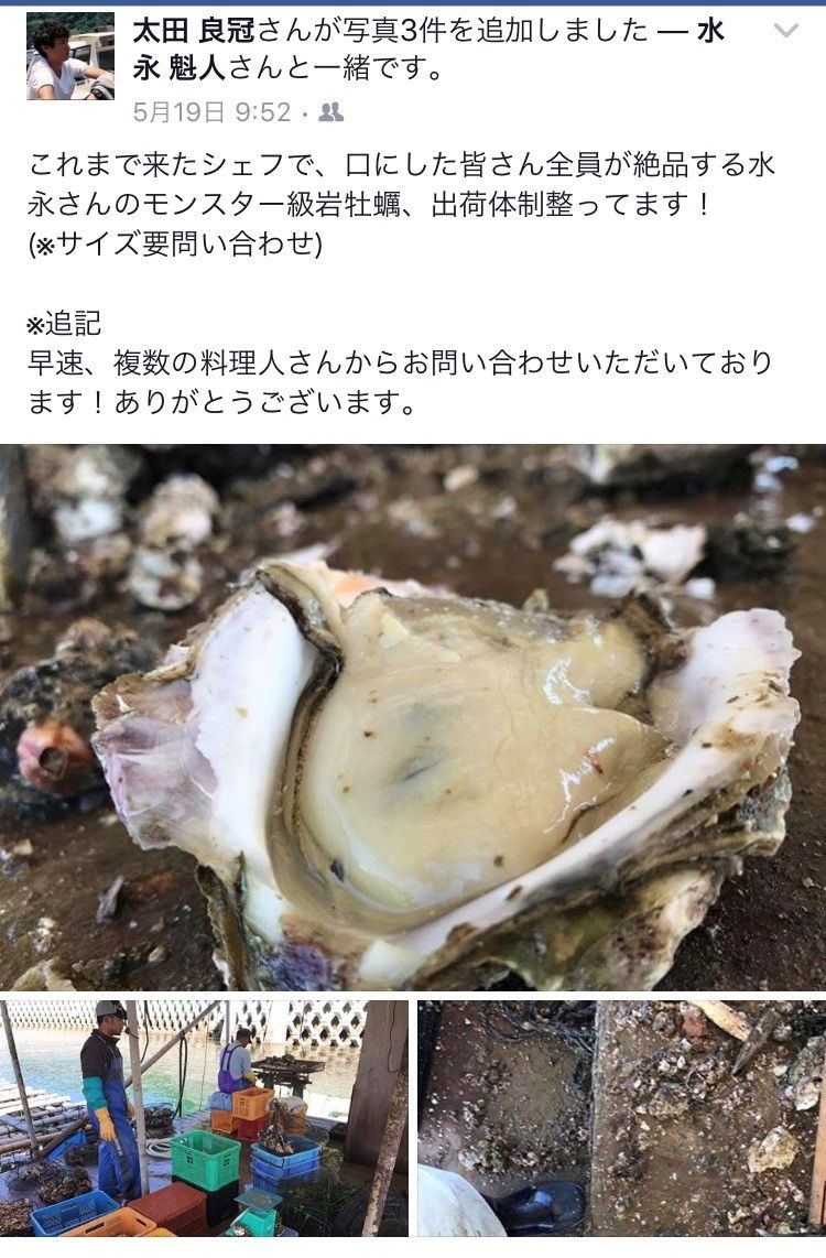 寄稿 たった1分のフェイスブック投稿で 10名の一流料理人らから注文がくる岩牡蠣 井上貴至の 地域づくりは楽しい