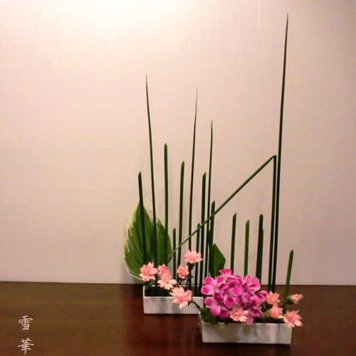 雪華と うふふ 池坊いけばな 雨の日のお稽古はたいへん 雪華と うふふ 池坊いけばな 雨の日のお稽古はたいへん
