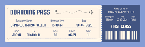 Blue and Cream Modern Plane Airlines Ticket