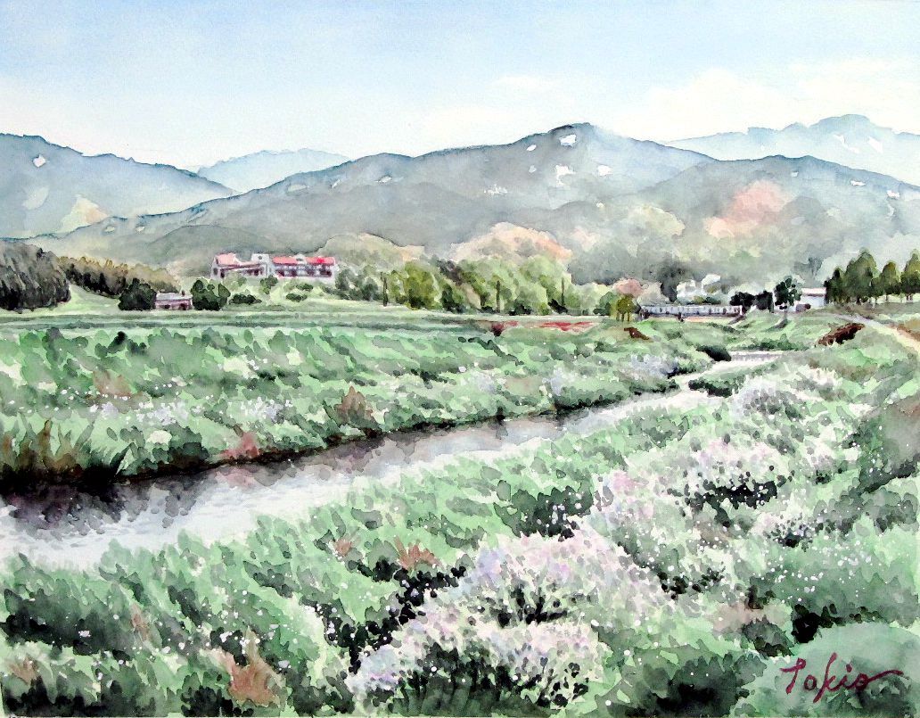 水彩画（春の小川） 春の小川」 by 渡辺 正重｜Artmeter｜暮らしを彩るアートが