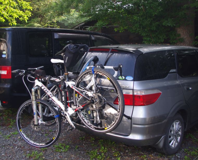 リアキャリアで ３人 ３台 Okになりました モビリオ スパイク車中泊 京都ポタ自転車日記
