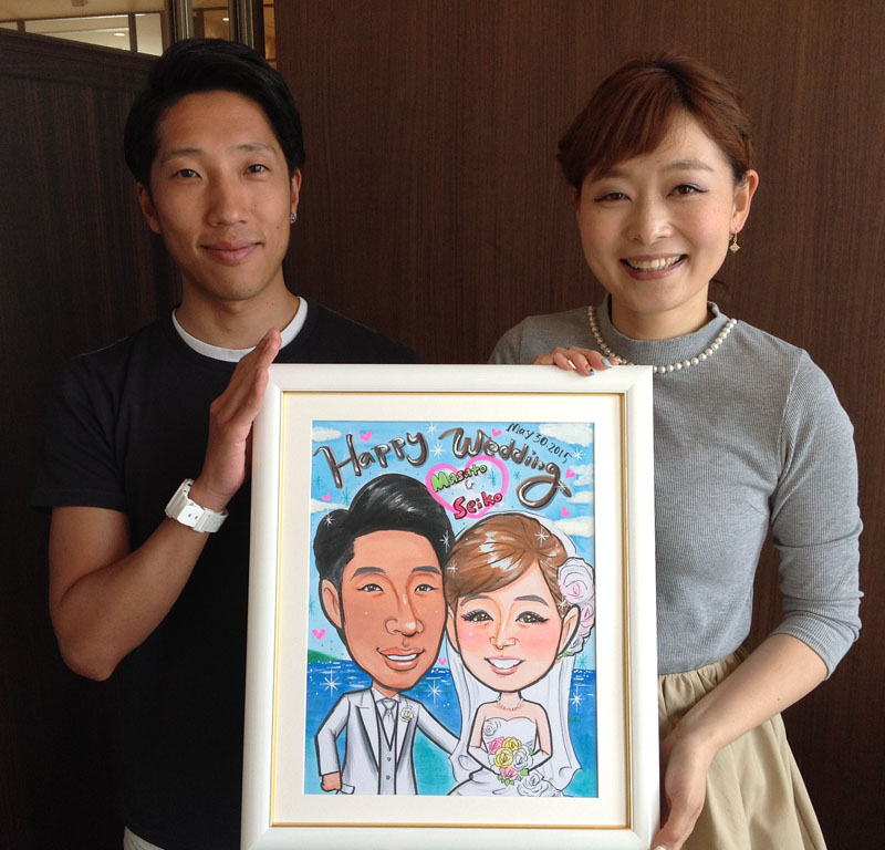 海を背景の似顔絵ウェルカムボード 絵の具タッチ 体験版 似顔絵ウェルカムボード ご来店のお客様 海を背景の似顔絵ウェルカムボード 絵の具タッチ 体験版 似顔絵ウェルカムボード ご来店のお客様