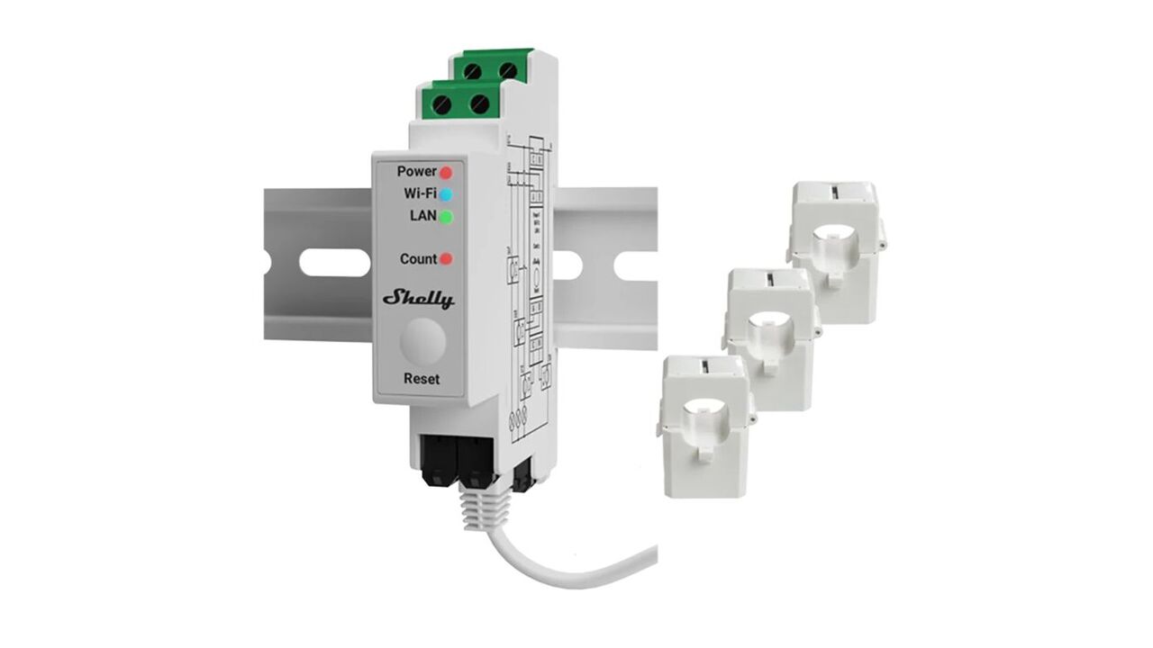 Shelly Pro 3EM エネルギー モニター。