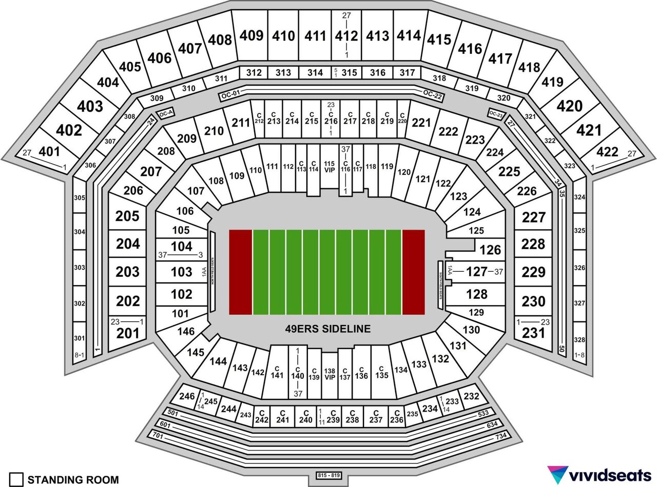샌프란시스코 리바이스 스타디움 지도.