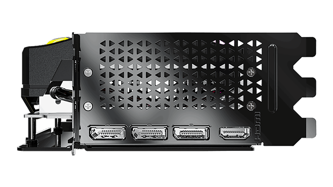 NVIDIA RTX 5080 GPU のビデオ ポート。 