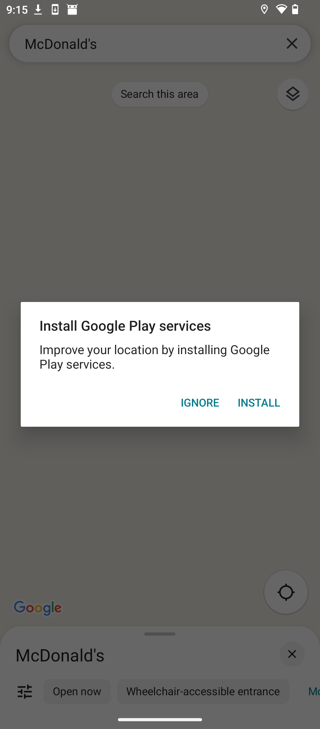 Google マップは、Google Play サービスがなければ機能しません。