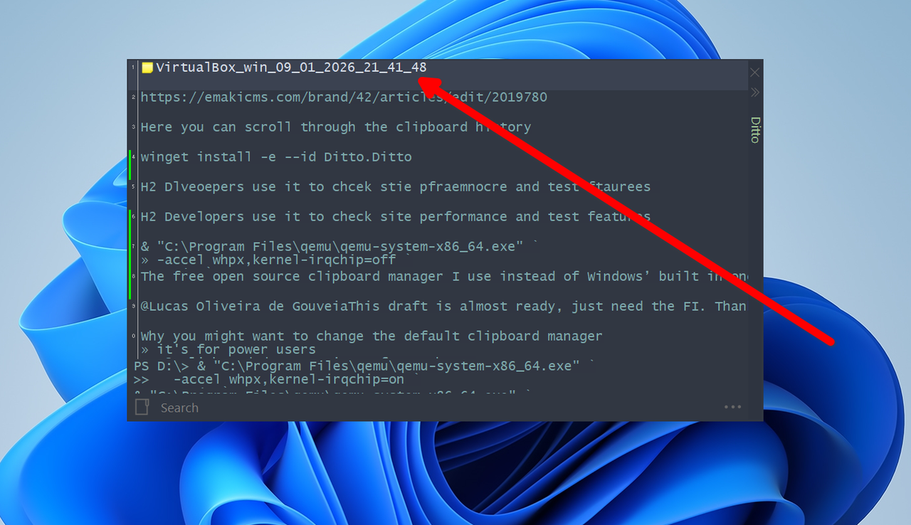 同上で固定された固定アイテムを作成します。