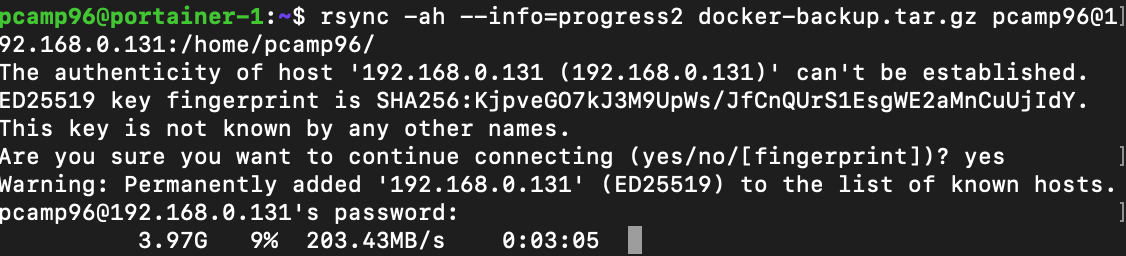 rsync を使用して、進行状況と速度を表示しながら、あるサーバーから別のサーバーにファイルを移動します。