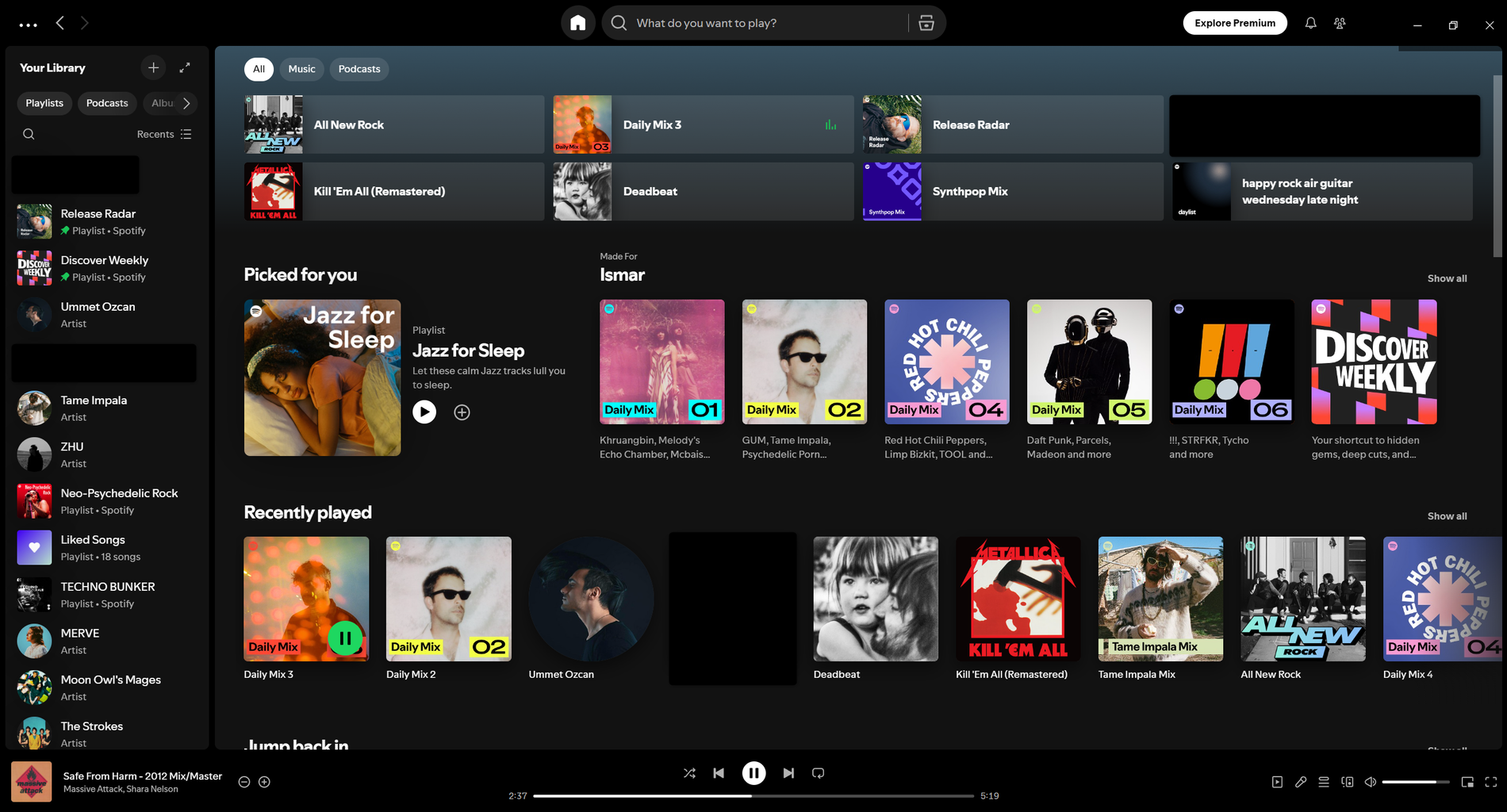 Spotify のホームページ。