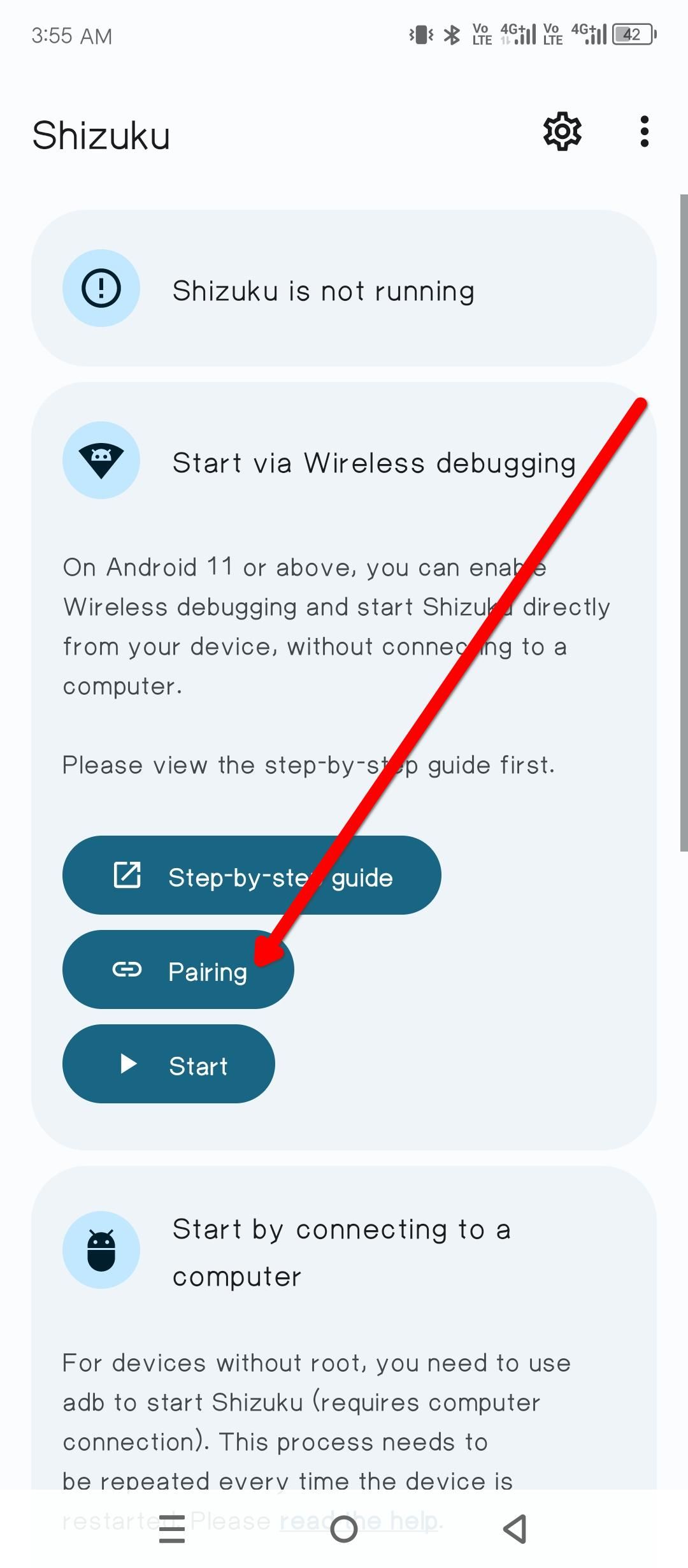 雫と無線デバッグのペアリング。