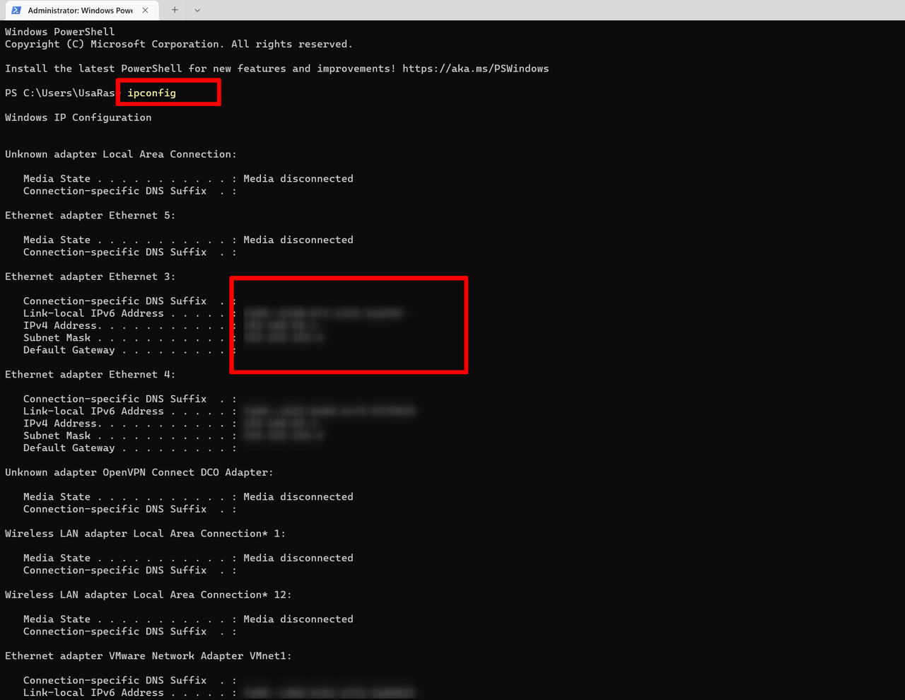 コンピュータの IP アドレスを明らかにします。