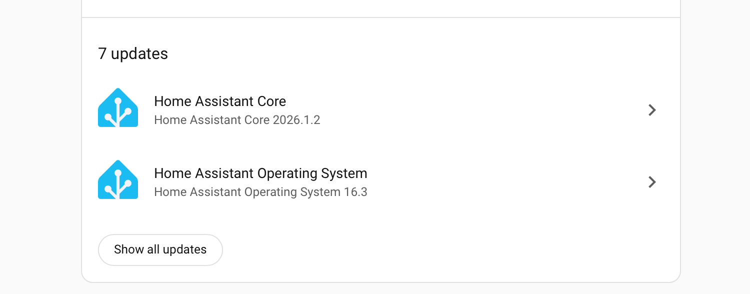 ホーム アシスタントの更新通知。