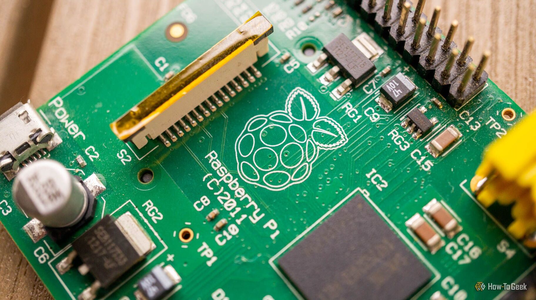 Raspberry Pi SBC の拡大図。