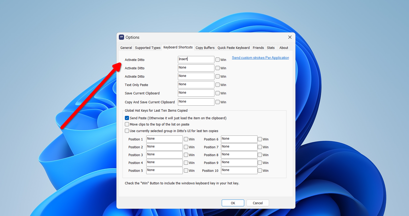 同上、アクティベーション ショートカットをカスタマイズします。