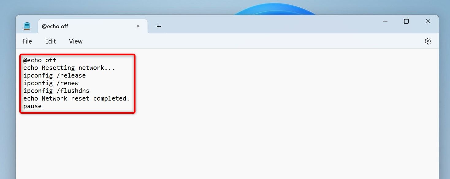 ネットワークをリセットするためのバッチファイルです。