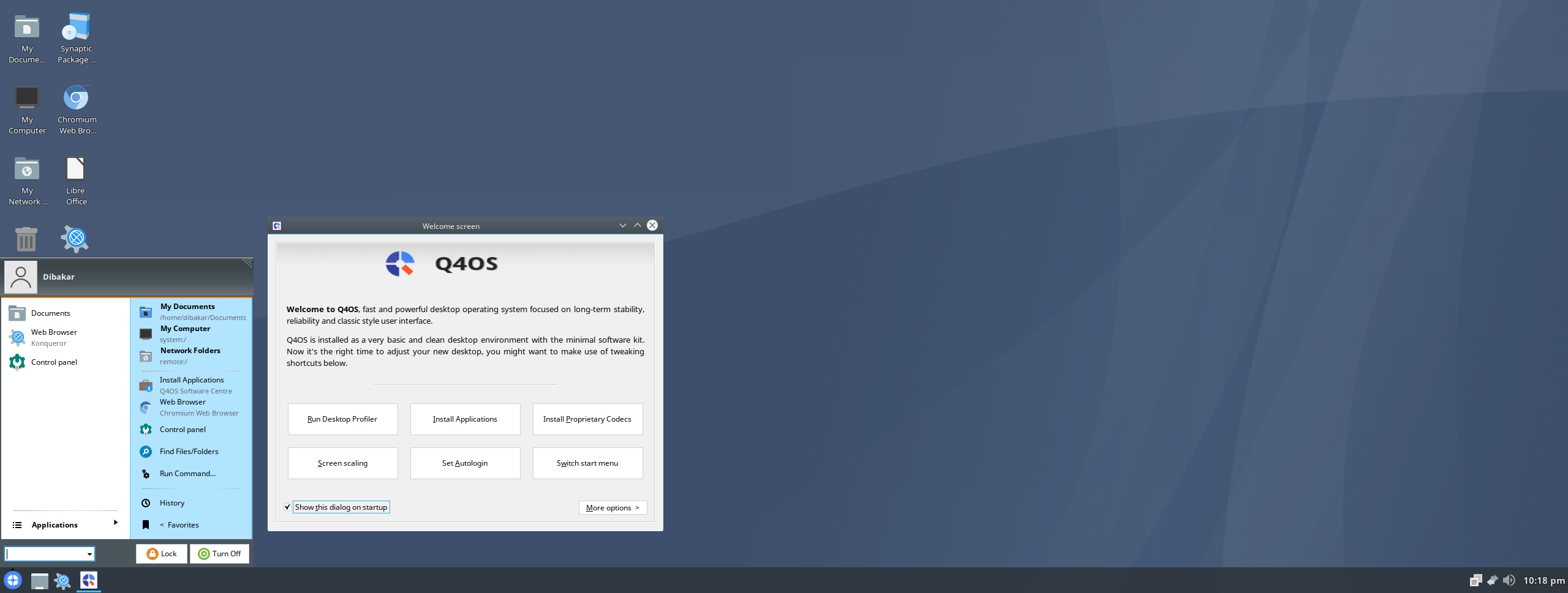 Q4OS のようこそ画面