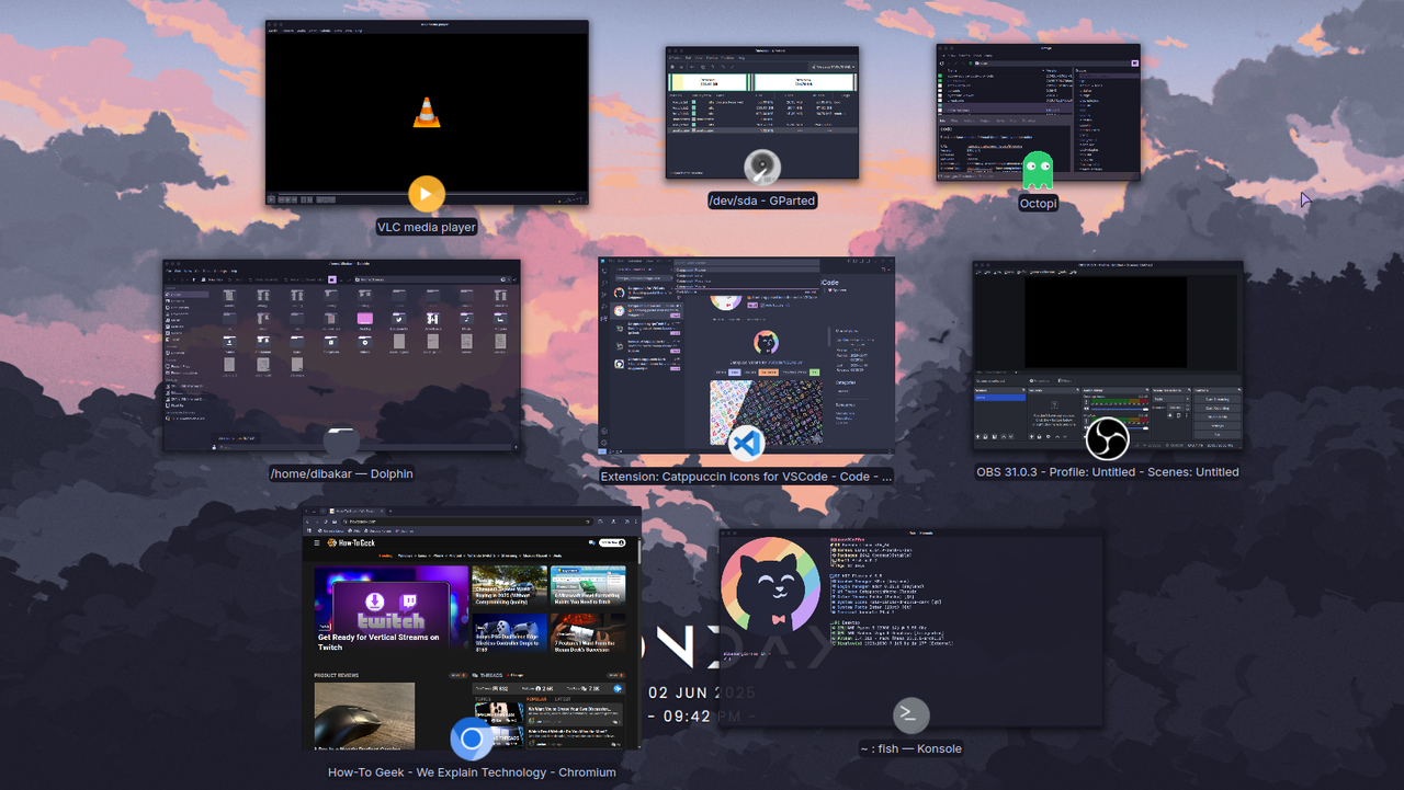 一部のオープンソース アプリは、同じテーマと設計の一貫性を共有して Garuda Linux で開きます。