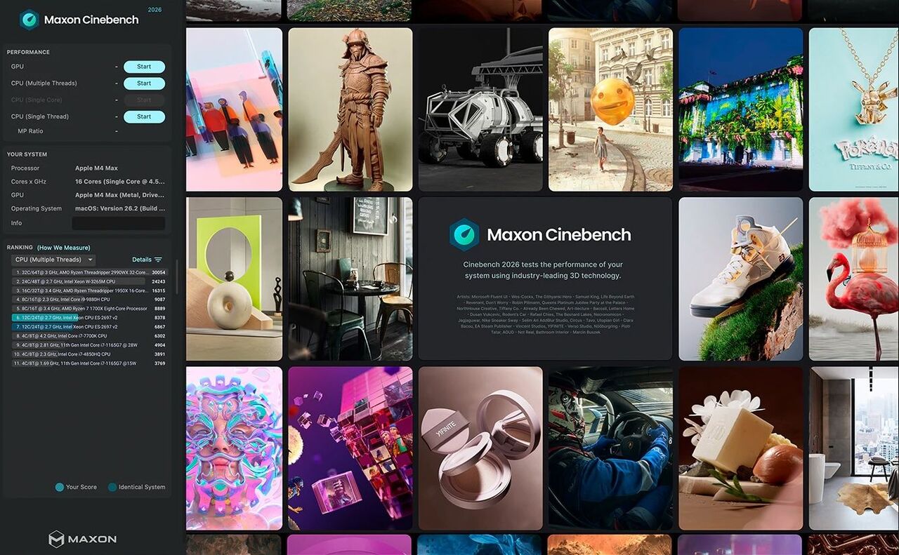 Cinebench 2026 のスクリーンショット