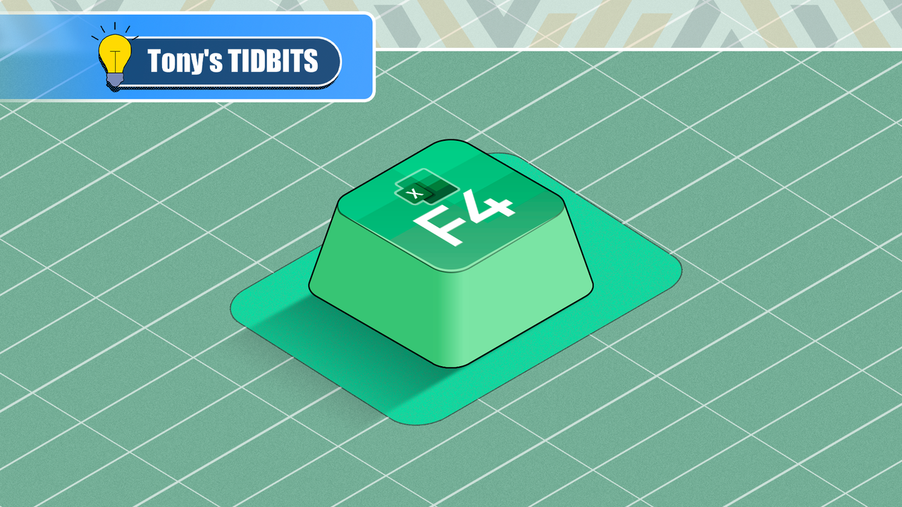 Excel のロゴが付いた F4 キーのイラスト。