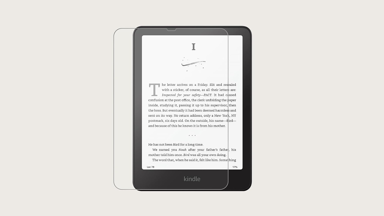 Kindle Paperwhiteに画面保護フィルムを貼ったもの。 