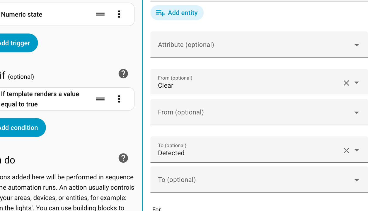 トリガーを備えたホーム アシスタント オートメーションには、開始状態と終了状態の両方が含まれます。