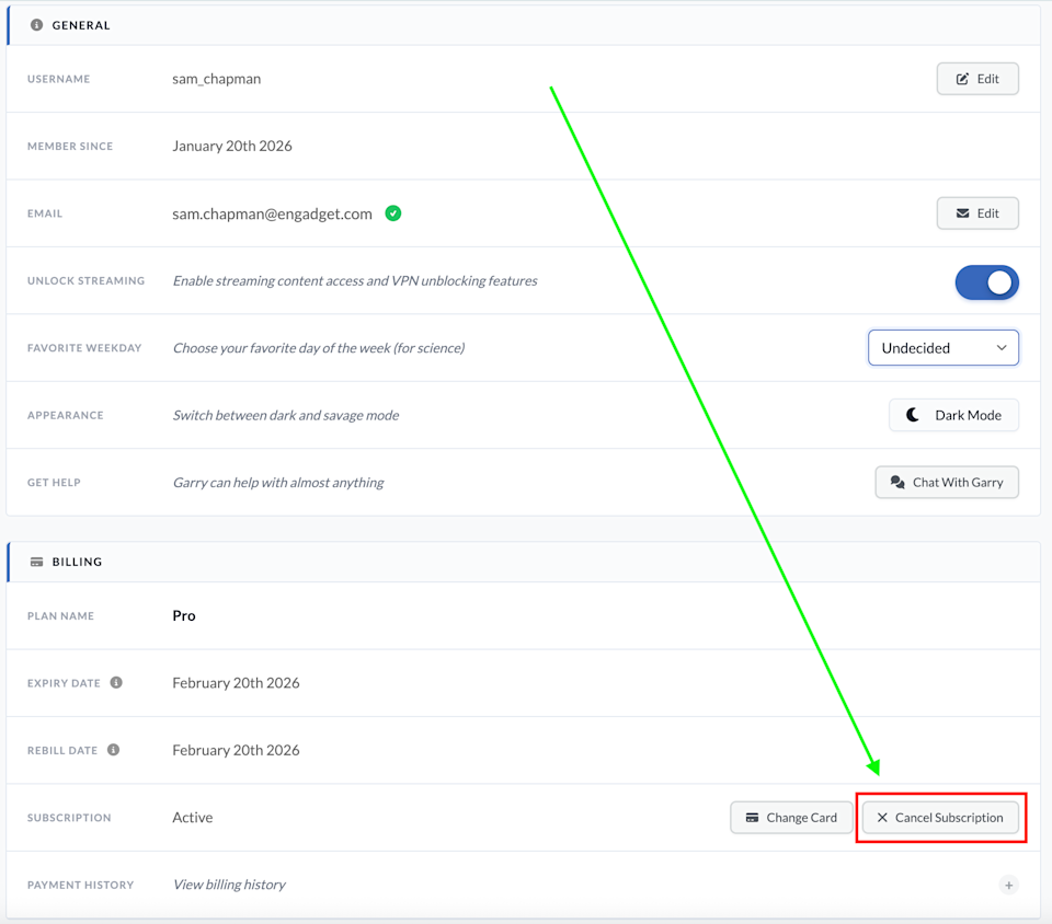 Windscribe.com에서 귀하의 계정에 로그인하면 이 페이지에 접속할 수 있습니다.