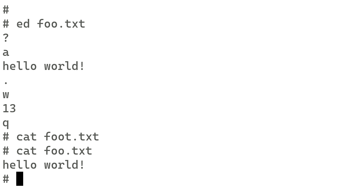 Unix V4 での「ed」を使用したテキストの編集。