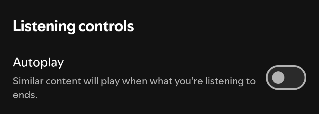 Spotify の自動再生オプション。