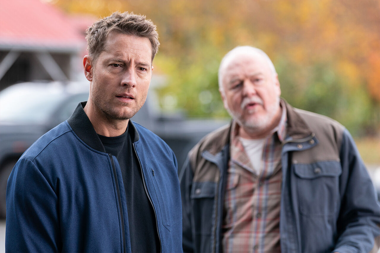 '트래커'에서 콜터 쇼 역을 맡은 저스틴 하틀리와 키튼 역을 맡은 브렌트 섹스턴