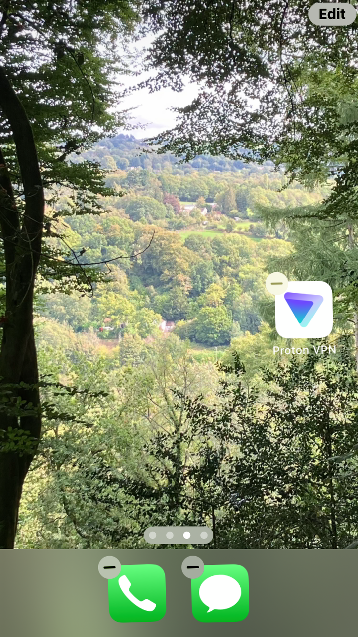 iOS 홈 화면에서 VPN 삭제.