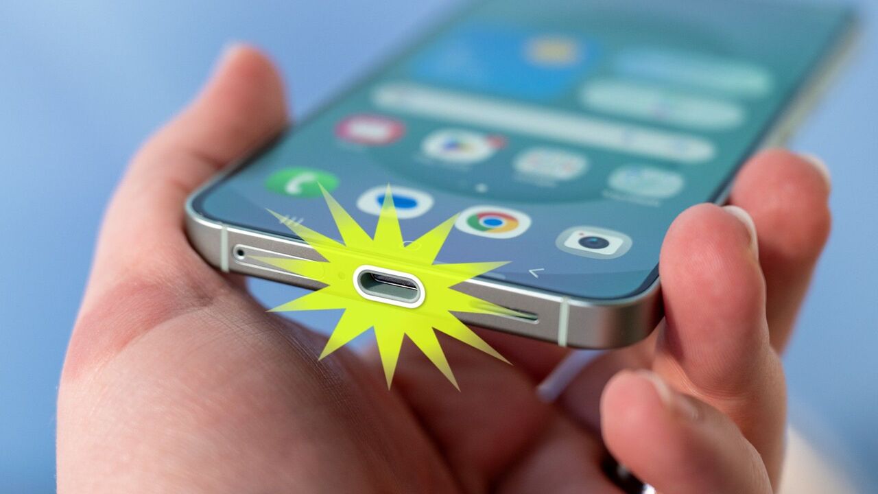 Galaxy S25のUSBポート。