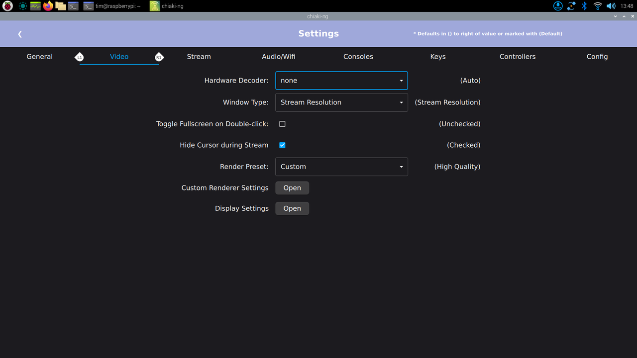 Chiaki-ng ではハードウェア デコードがオフになっています。