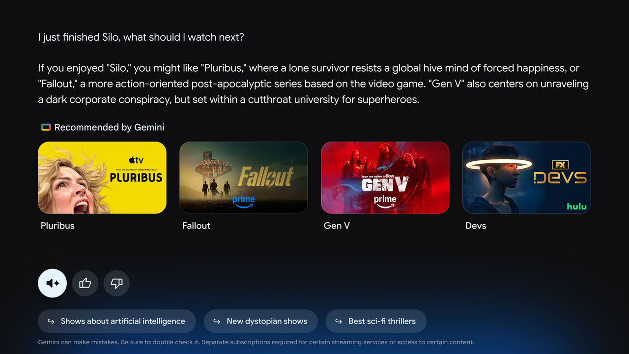 Gemini 챗봇 Google TV