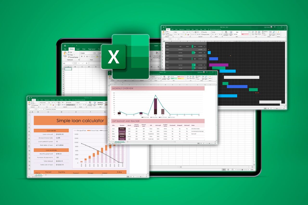 一部の Excel 画面が開き、さまざまな種類のスプレッドシートが表示されます。