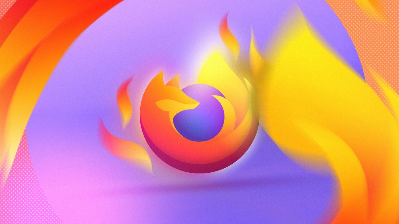 中央に Firefox のロゴがあり、画像の周囲に炎が表示されます。