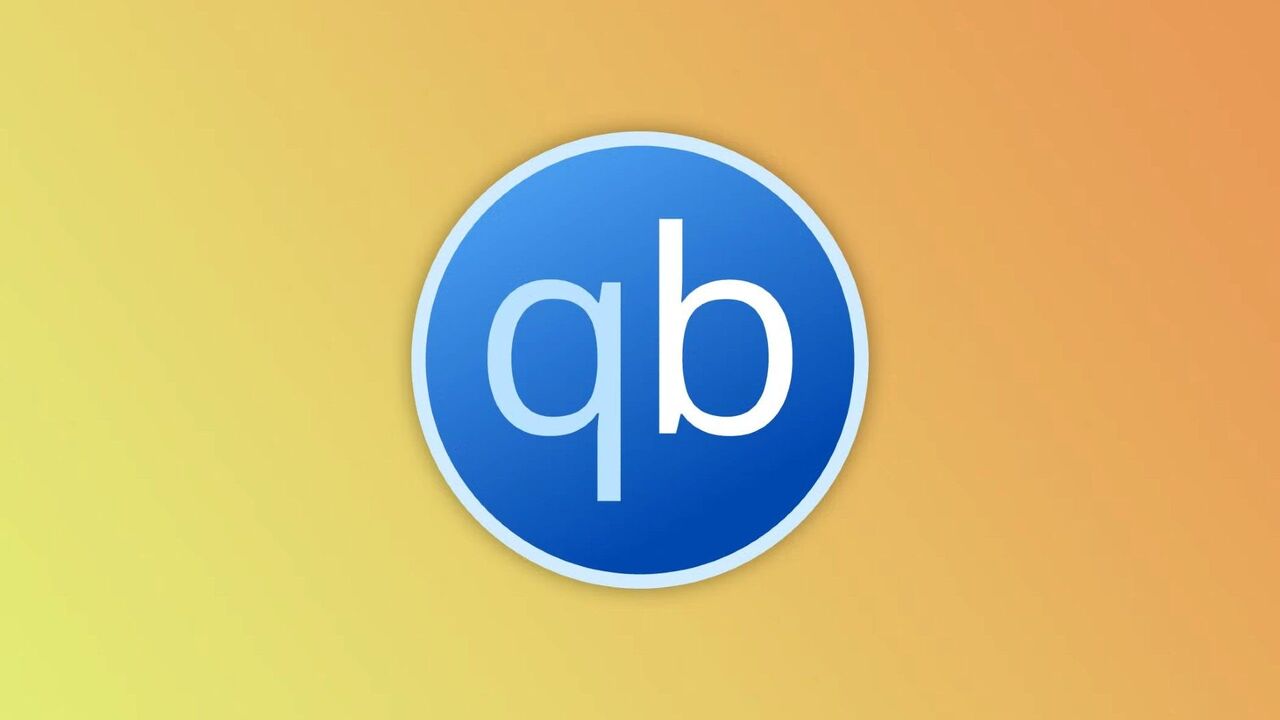 黄色のグラデーション背景に qBittorrent のロゴ。