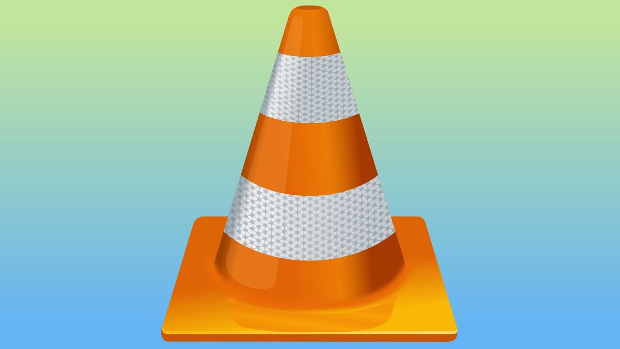 青と黄色のグラデーションに VLC Media Player のロゴ