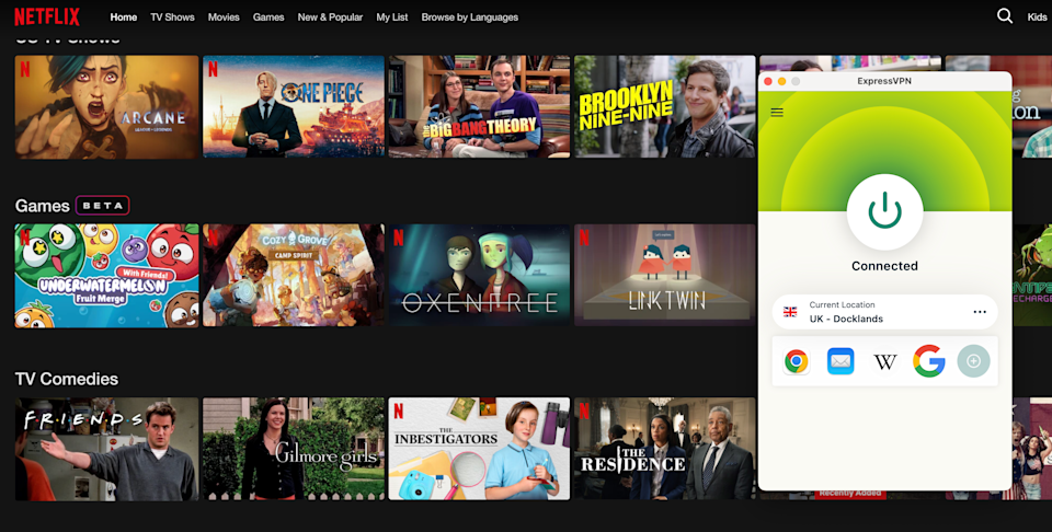 ExpressVPN을 사용하여 내 위치를 영국으로 변경하면 미국에 나열되지 않은 Netflix 프로그램을 볼 수 있습니다.