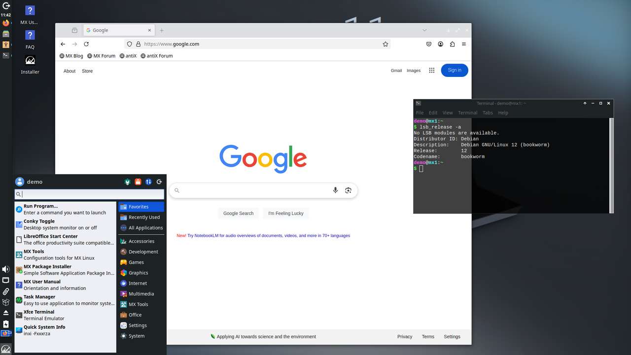 MX Linux のスクリーンショット
