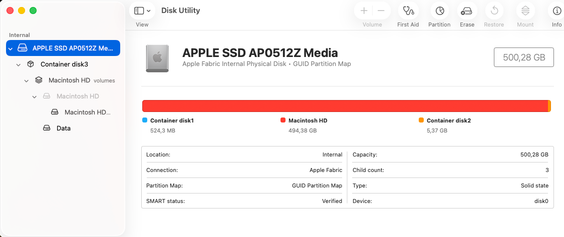 AppleのSSD情報。
