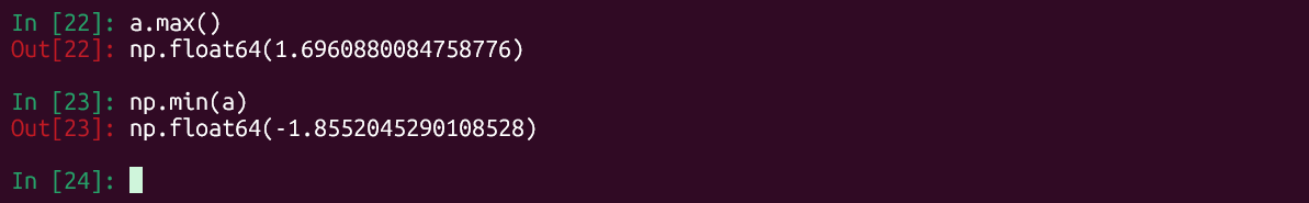 ランダムに生成された配列に対する NumPy max 関数。