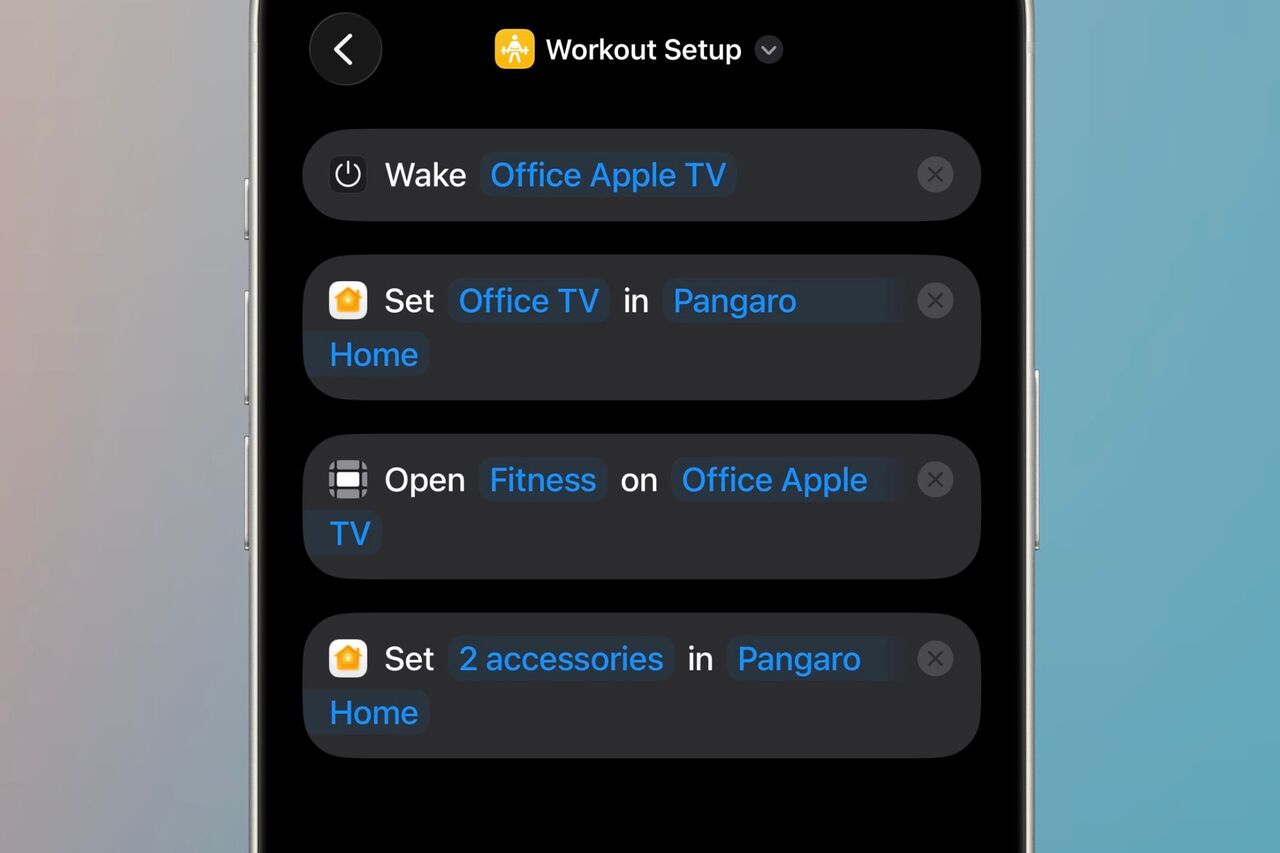ワークアウト設定を行うために作成された Siri ショートカット。