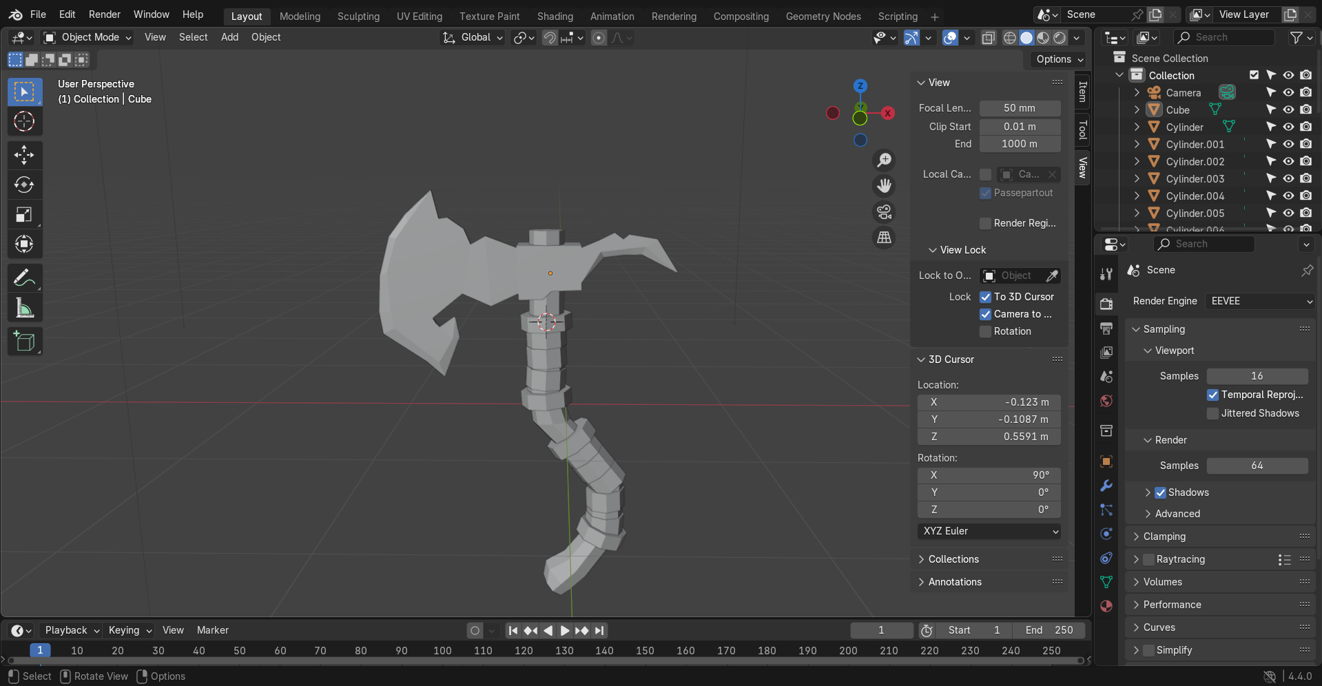 Blender のローポリハンマー。